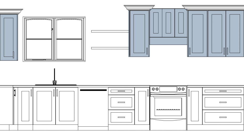 Wall Kitchen Cabinets highlighted on Kitchen Elevation Diagram