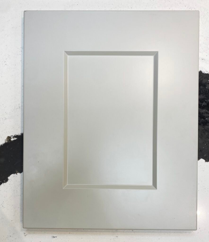 Painted shaker cabinet door with clear matte finish